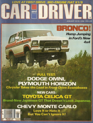 CAR & DRIVER 1978 JAN - X1/9, MGB, SPEEDSTER, MOODY*
